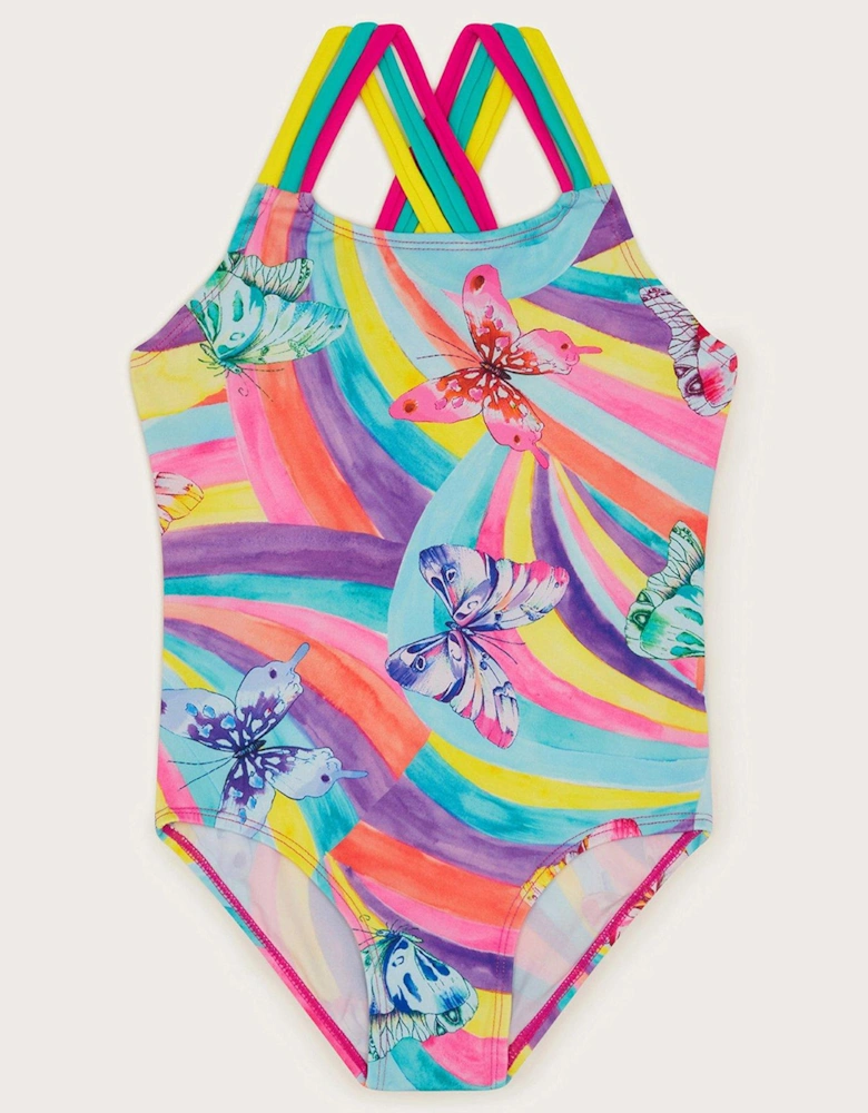 Girls Butterfly Swirl Swimsuit - Multi