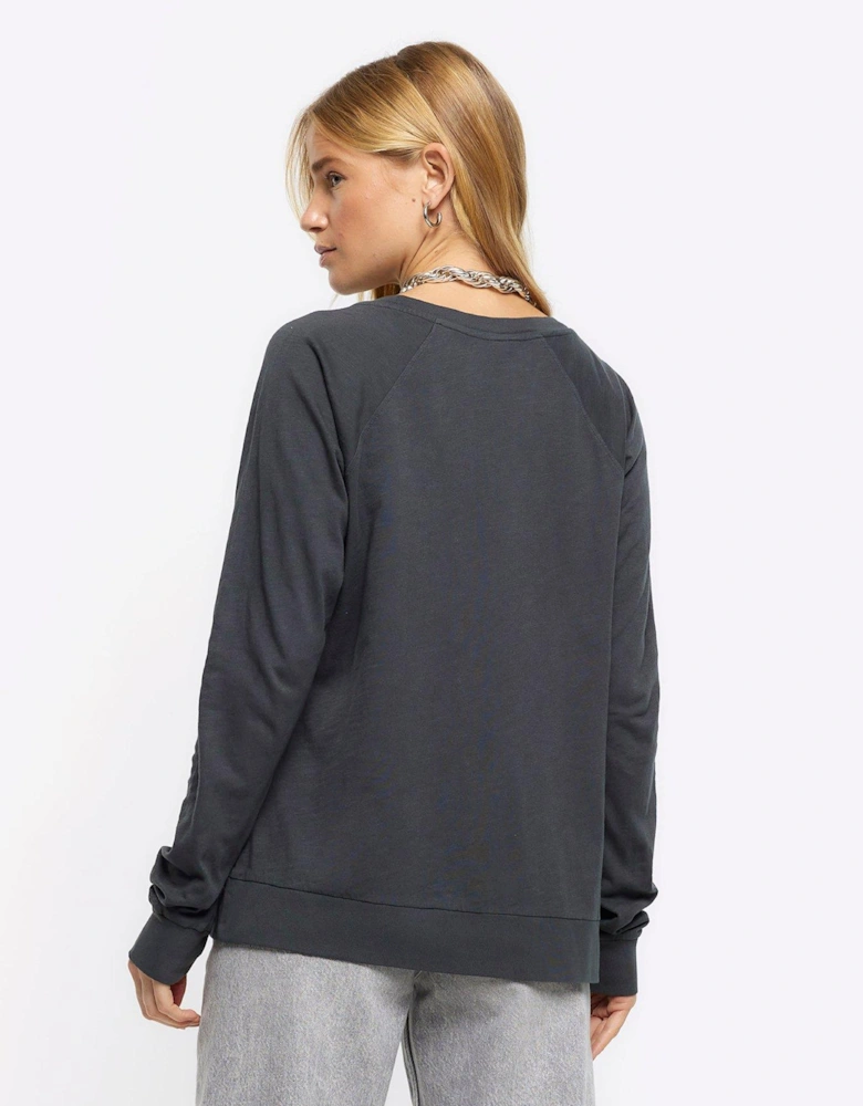 Long Sleeve Slouch T-Shirt - Dark Grey