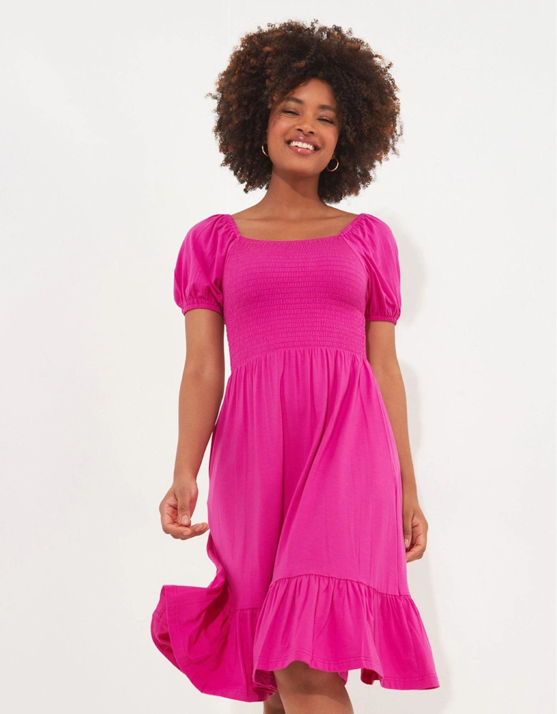 Mia Shirred Jersey Dress - Pink