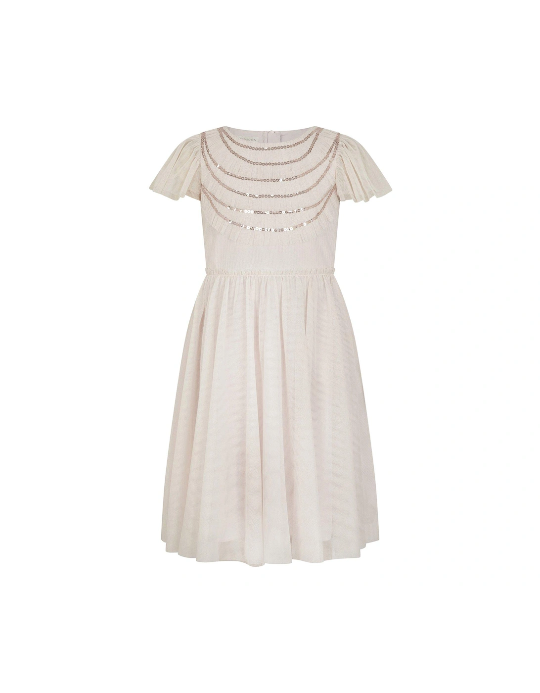 Girls Emma Sequin Ruffle Dress - Pale Pink, 2 of 1