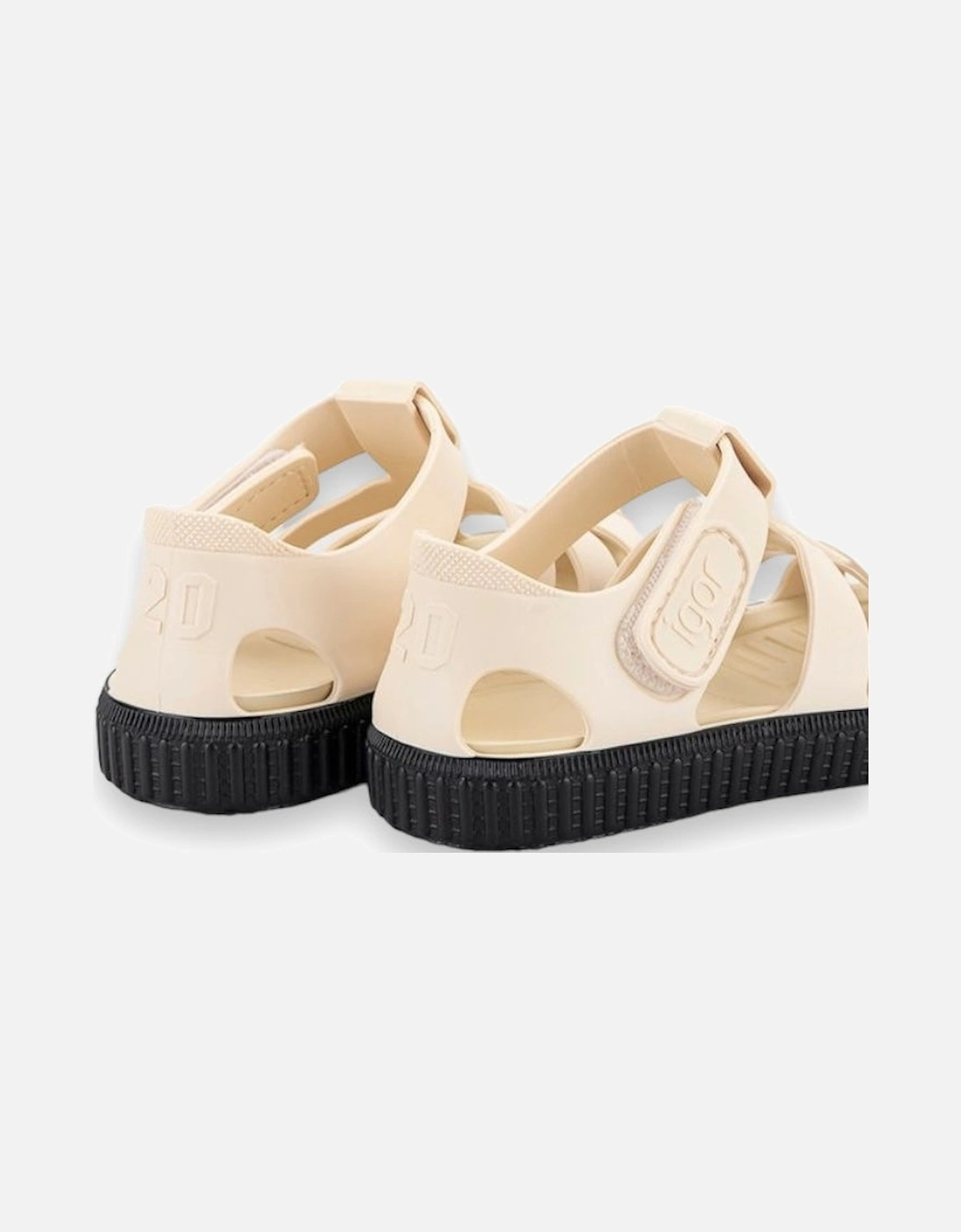 Ivory + Black Ribbed Sole Sandal