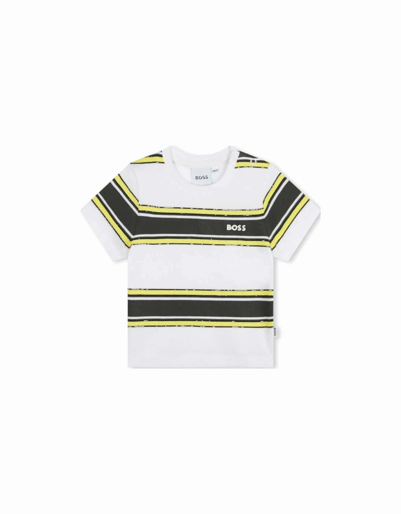 Baby Boys Yellow & Navy Stripe Short Sleeve T-Shirt