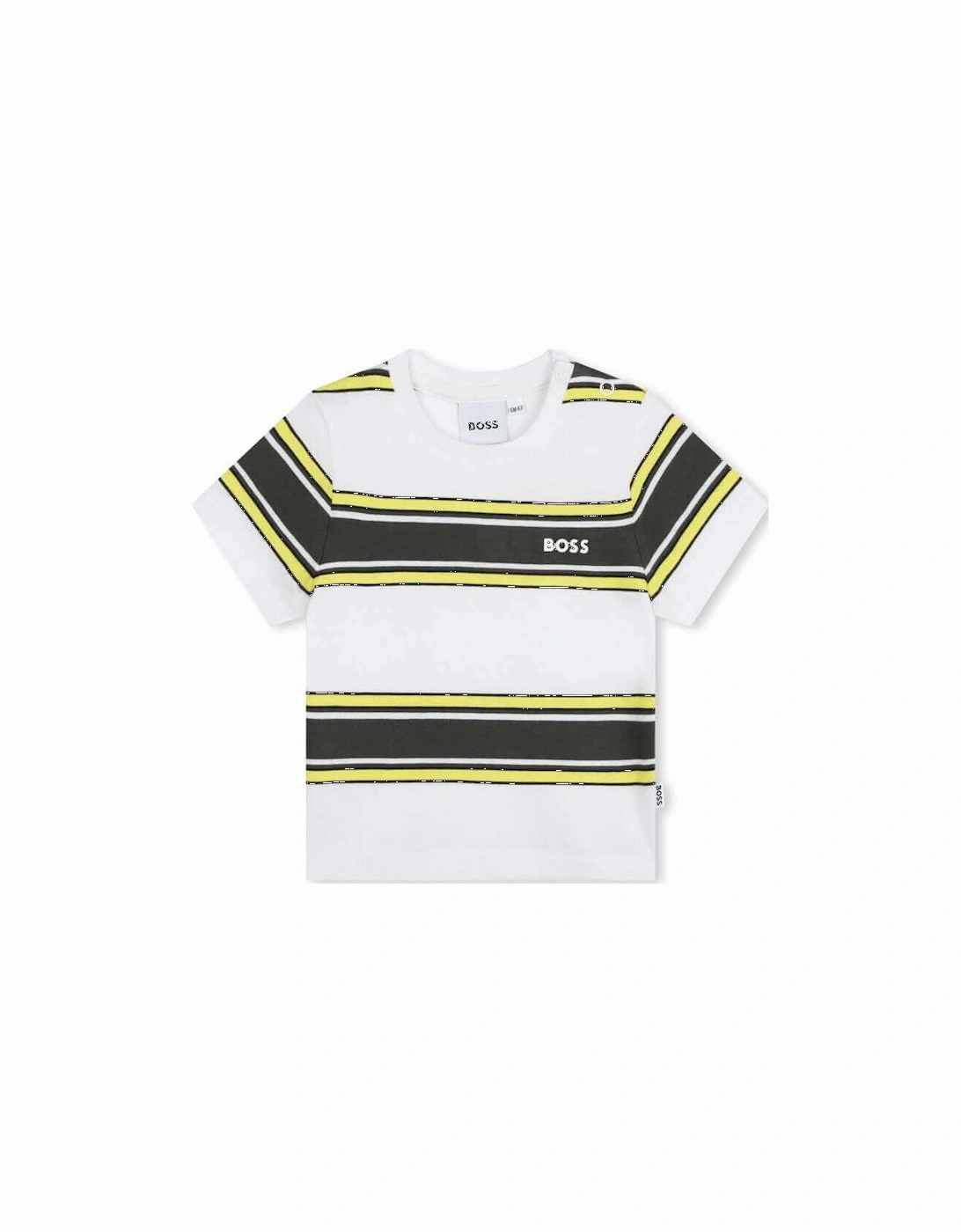 Baby Boys Yellow & Navy Stripe Short Sleeve T-Shirt, 4 of 3