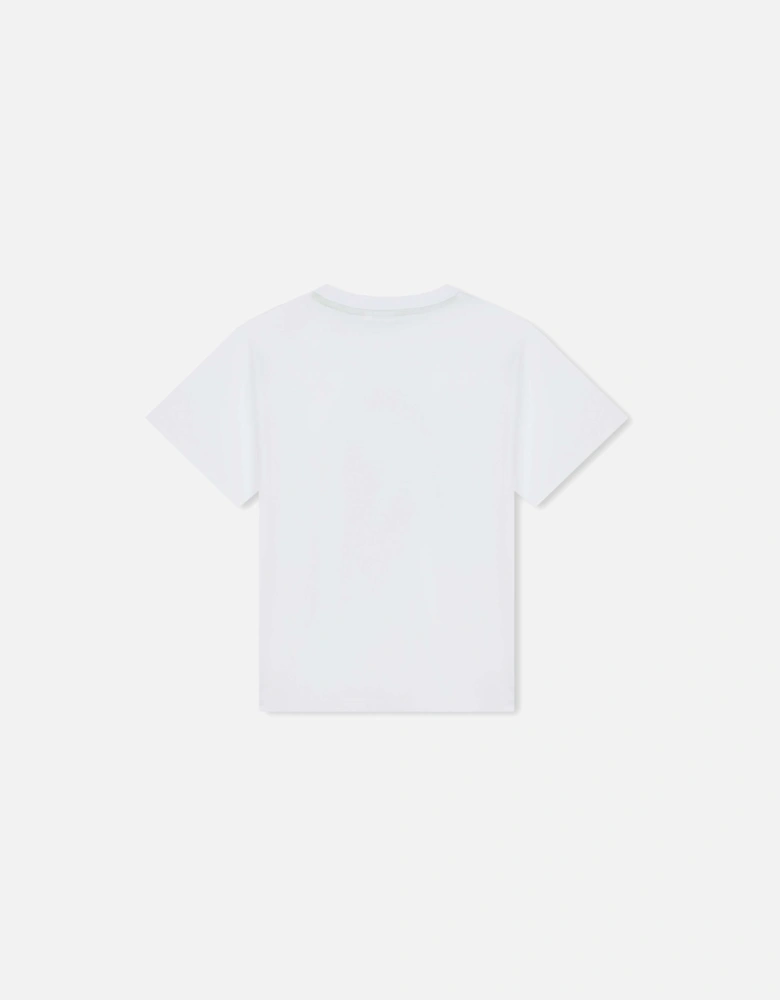 Boys White Techno Print Short Sleeve T-Shirt