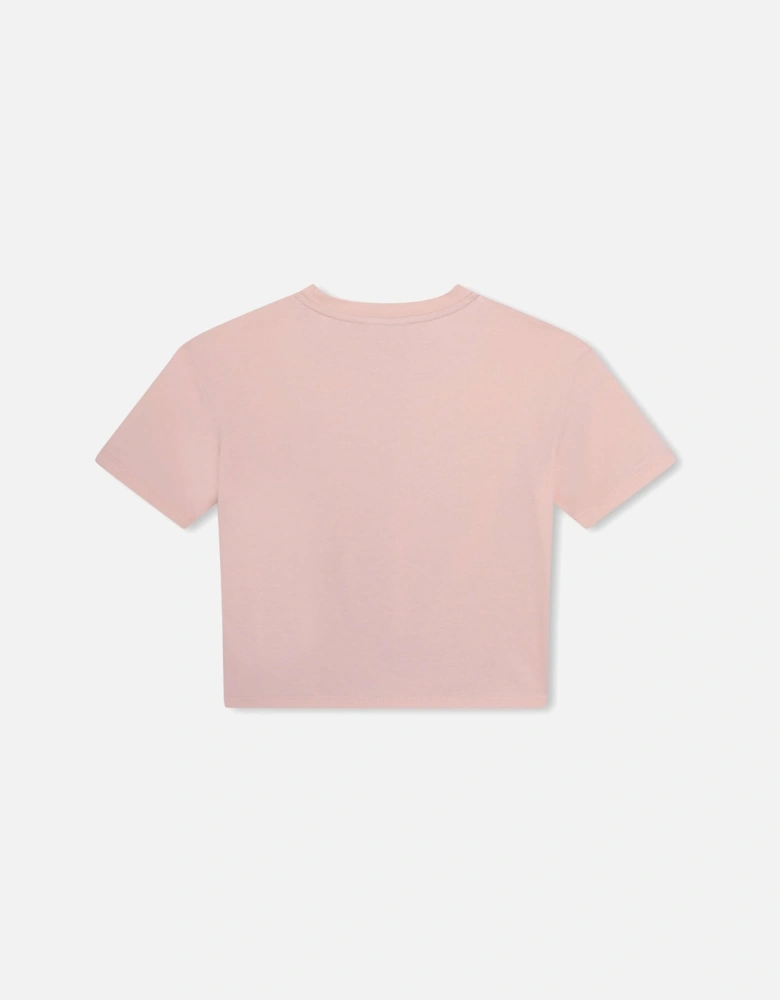 Girls Pink Twist Front T-Shirt
