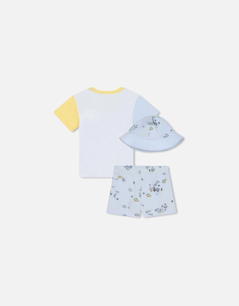 Baby Boys Blue Sea Life Shorts & Hat Set