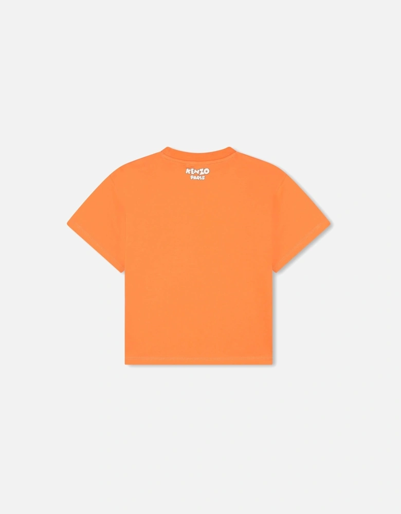 Boys Orange Cartoon Logo T-Shirt
