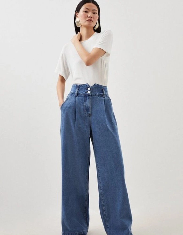 Petite Denim Indigo Wide Leg Trousers