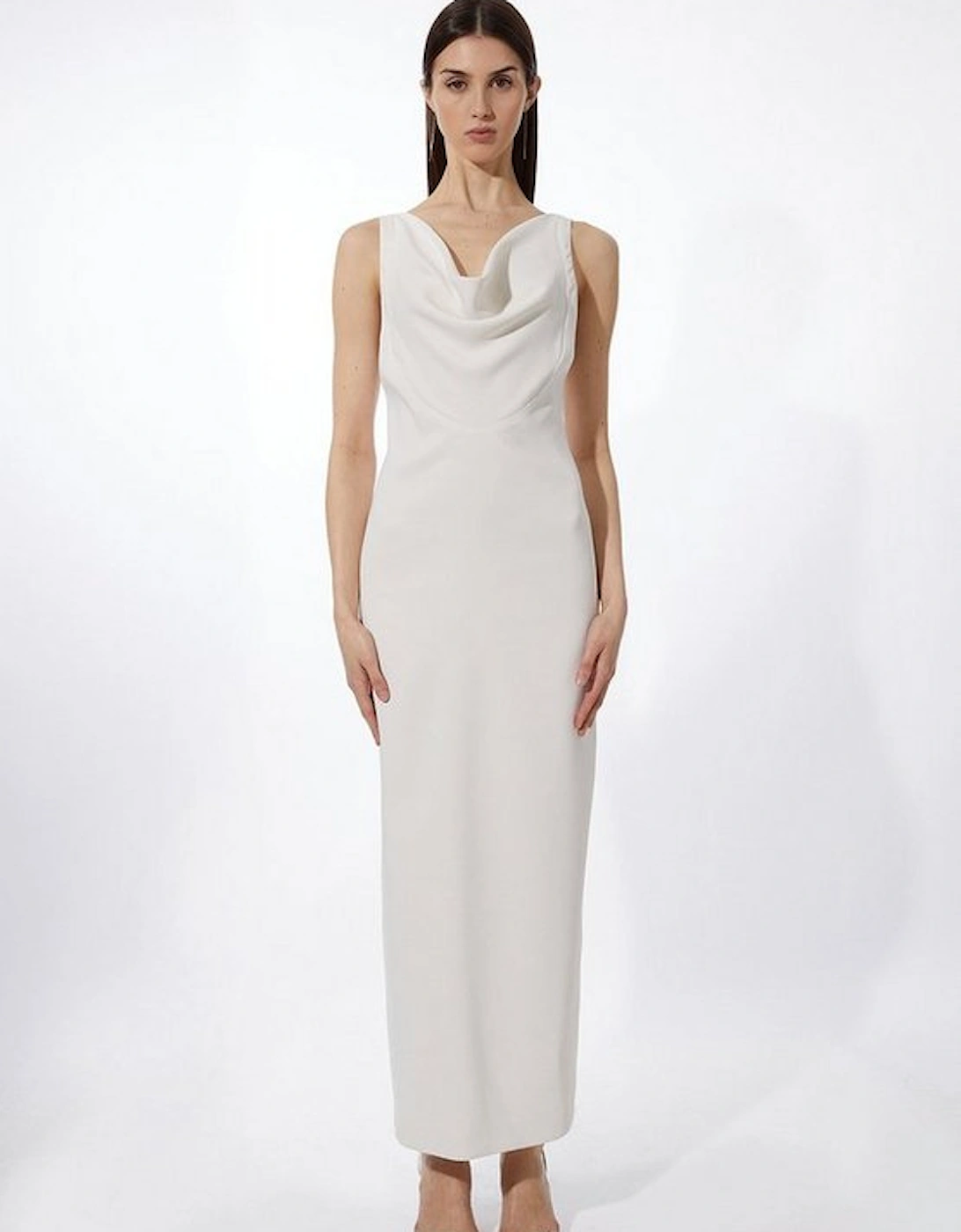 Tall Fluid Tailored Cowl Neck Backless Maxi Dress, 4 of 3
