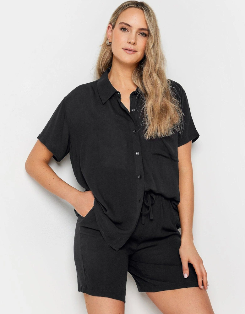 Tall Black Crinkle Shirt Coord