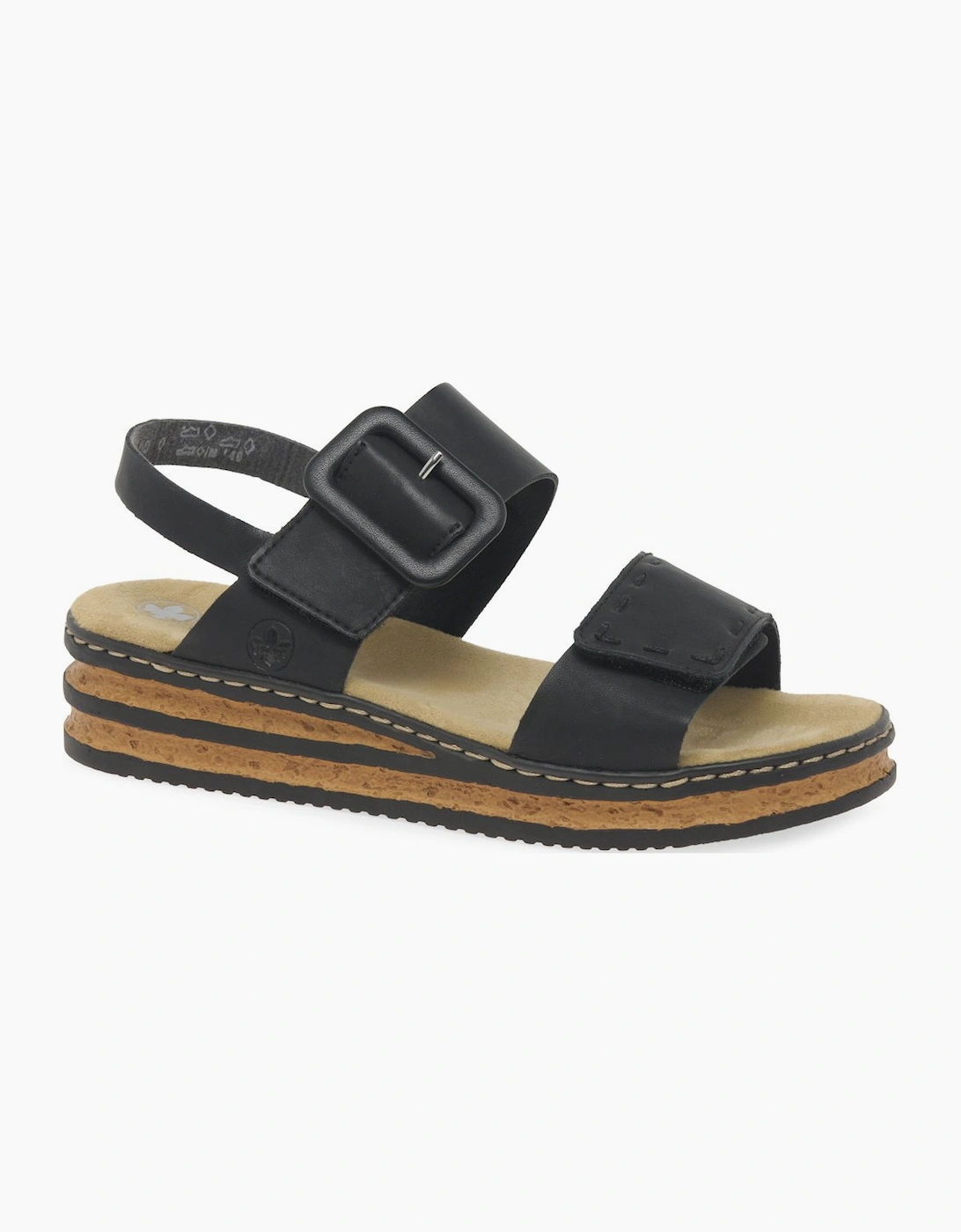 Rieker Women's Black Page Wedge Heel Sandals  5 Size 5
