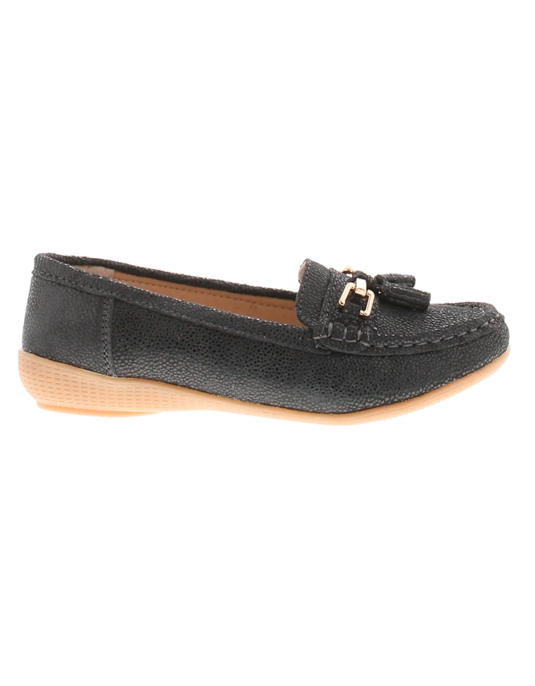 Womens Shoes Flat Tahiti Leather Slip On navy UK Size
