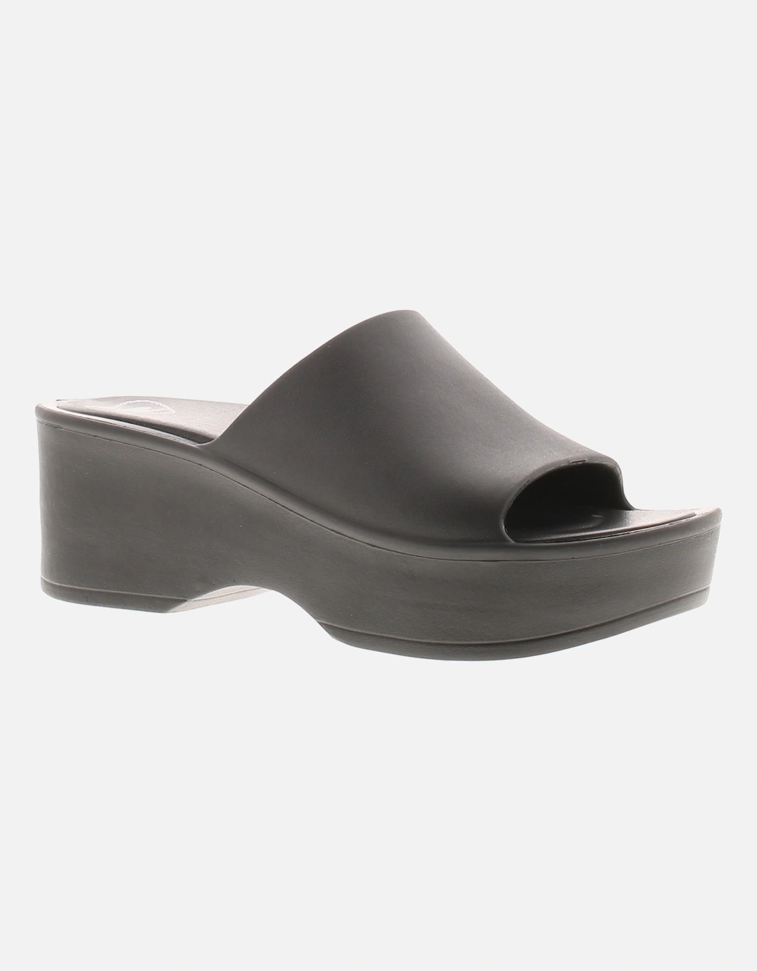 Womens Sandals Heeled Wedge Petal Slip On black UK Size, 6 of 5