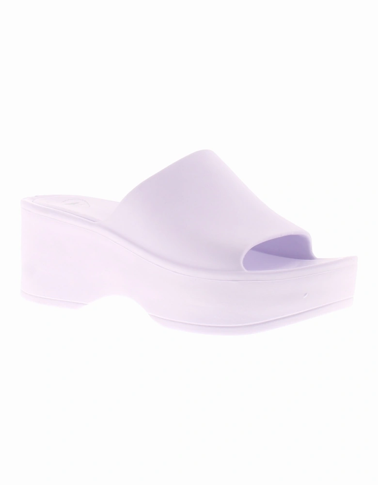 Womens Sandals Heeled Wedge Petal Slip On lavender UK Size