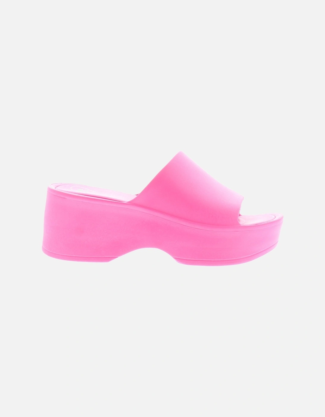 Womens Sandals Heeled Wedge Petal Slip On fuschia UK Size