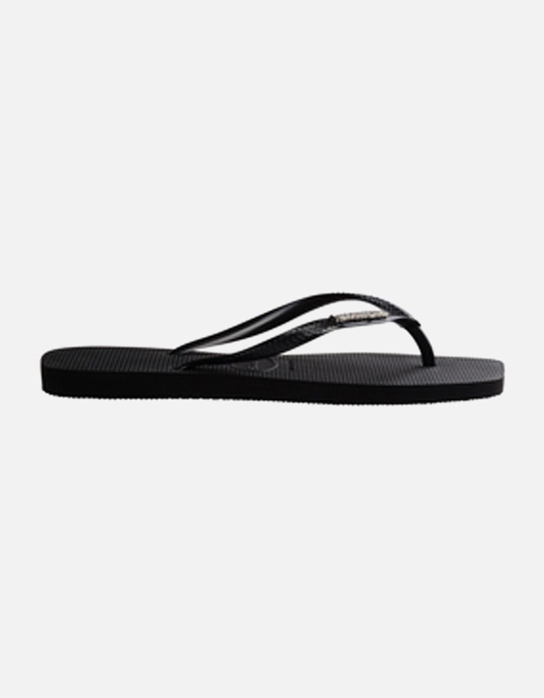 Women's Square Logo Metallic Flip Flop Black/Silver