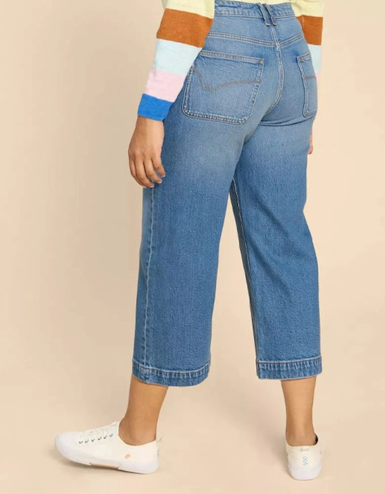Women's Tia Wide Leg Crop Jean Petite Mid Denim