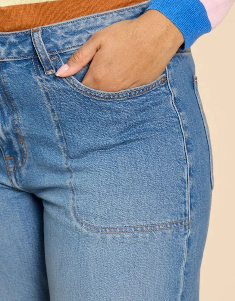 Women's Tia Wide Leg Crop Jean Petite Mid Denim
