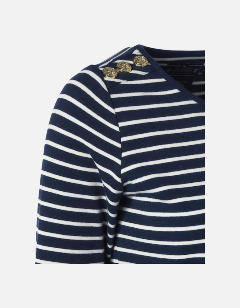 Padstow Long Sleeve Crew Neck Tee Ink Navy Natural Stripe