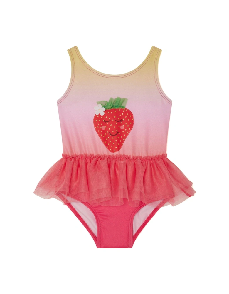 Baby Girls Strawberry Swimsuit - Pale Pink