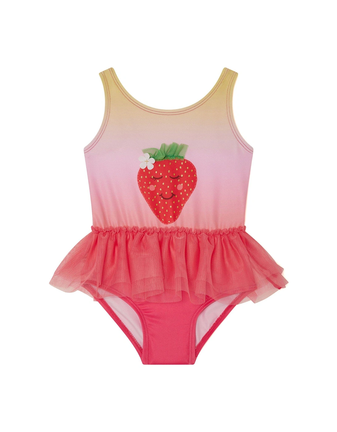 Baby Girls Strawberry Swimsuit - Pale Pink, 2 of 1