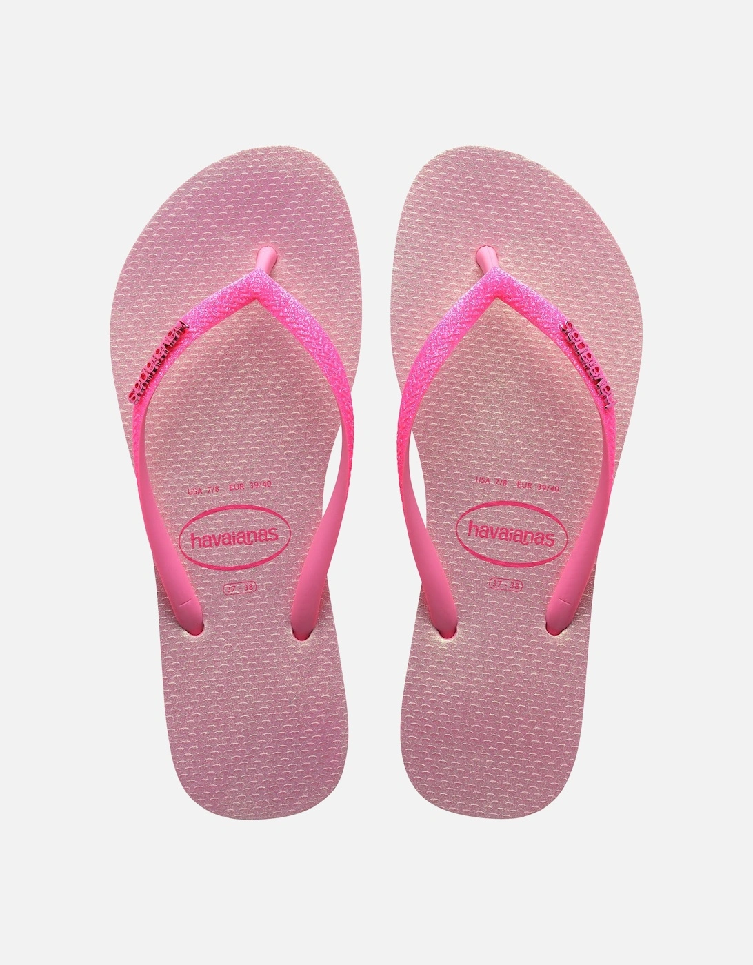 Womens Square Glitter Neon Flip Flops