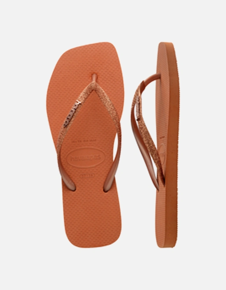 Women's Square Glitter Flip Flop Cerrado Orange