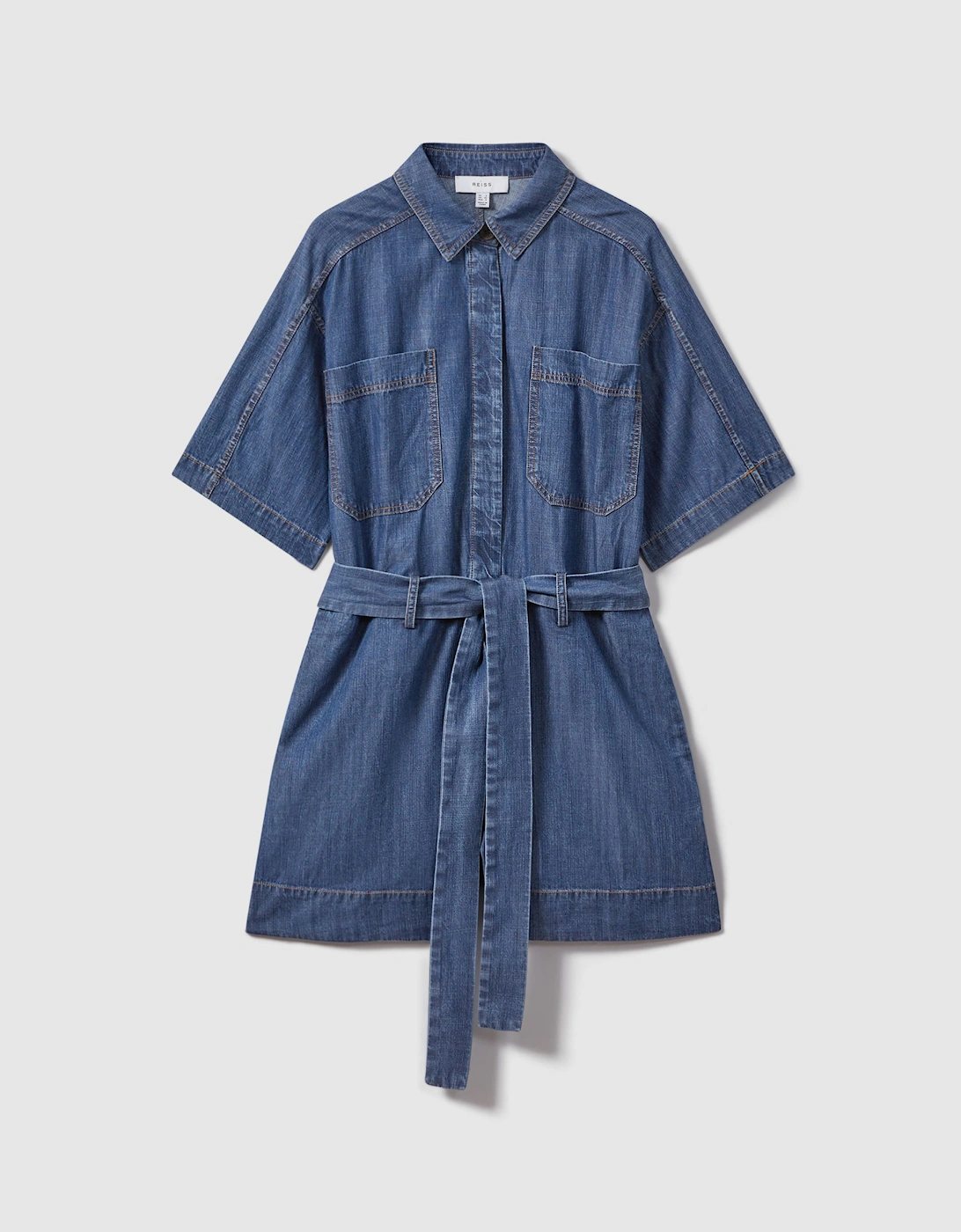 Denim Belted Playsuit, 2 of 1