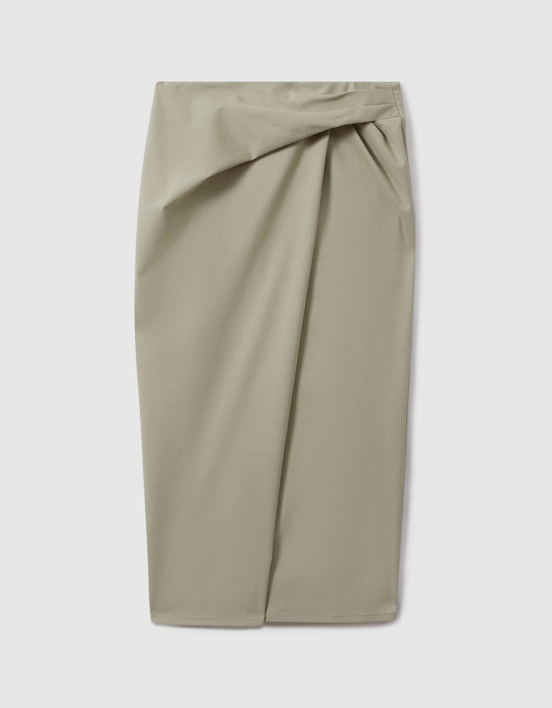 Cotton Blend Wrap Front Midi Skirt, 2 of 1