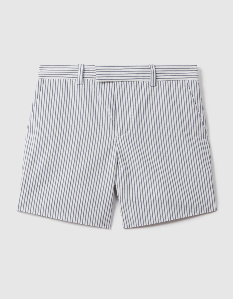 Seersucker Striped Adjuster Shorts