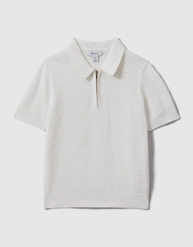 Textured Half-Zip Polo T-Shirt