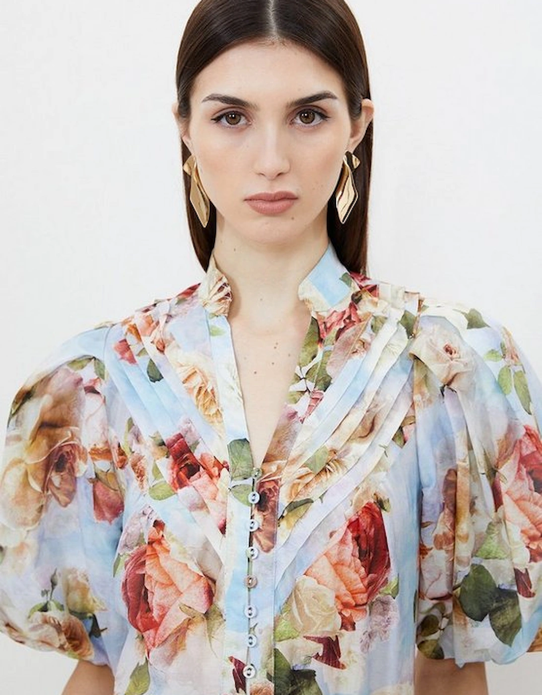 Rose Floral Silk Cotton Woven Blouse, 5 of 4