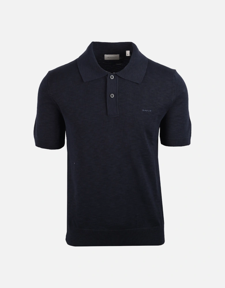 Cotton Flamme Short Sleeve Polo Evening Blue