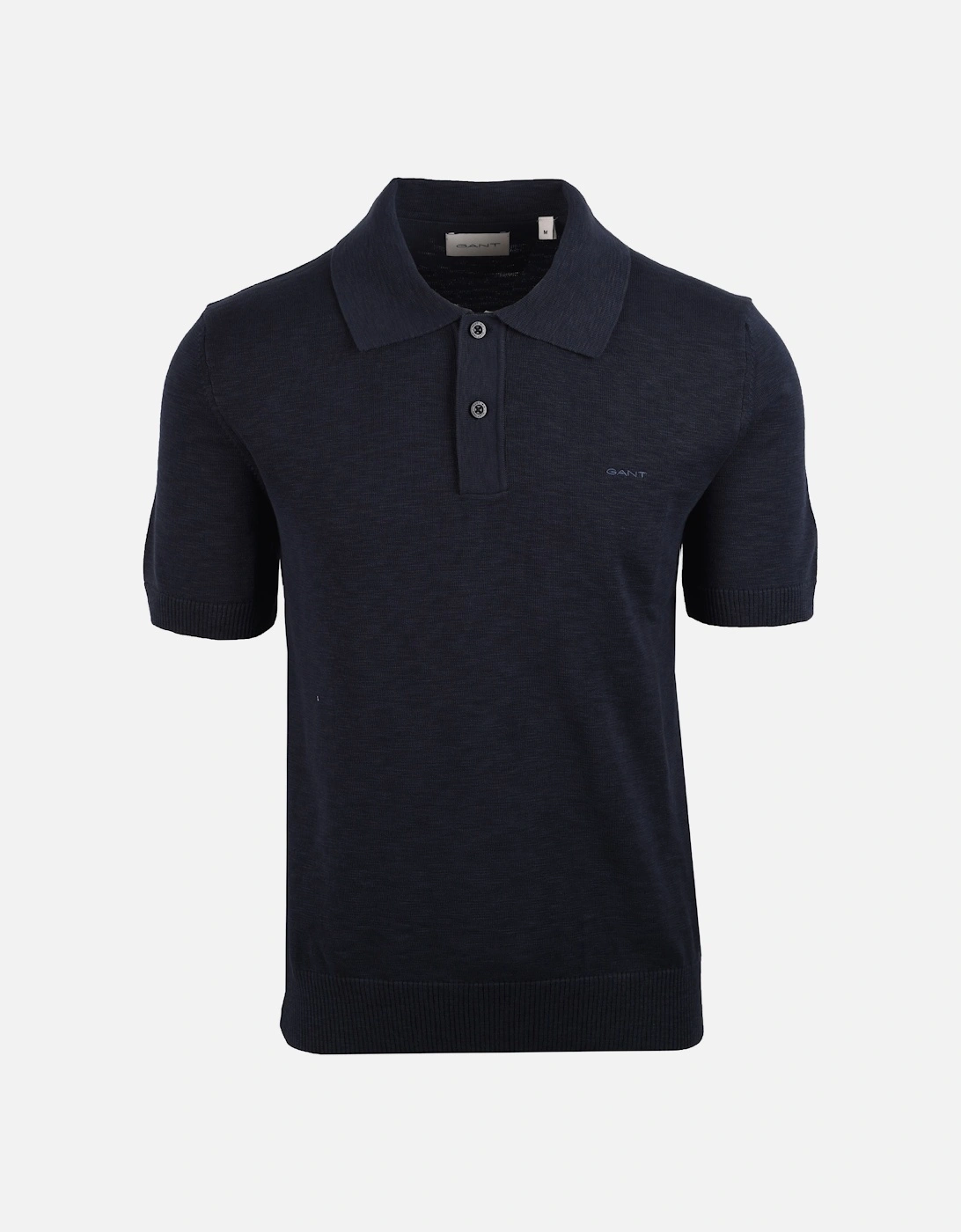Cotton Flamme Short Sleeve Polo Evening Blue, 4 of 3