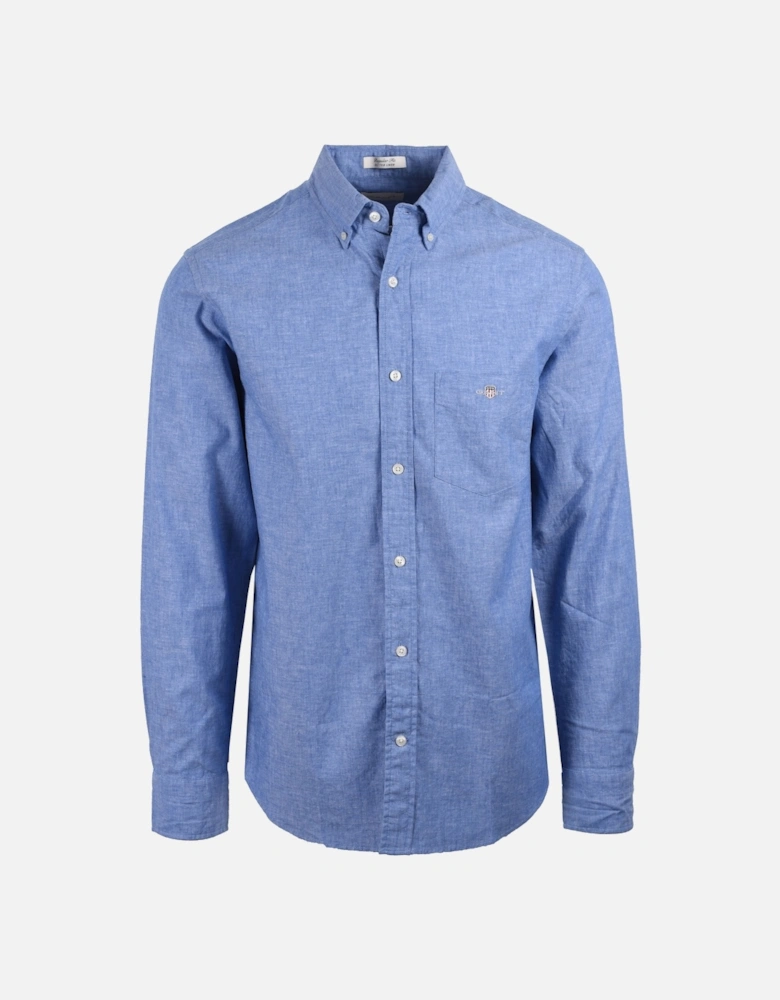 Reg Cotton Linen Long Sleeve Shirt Rich Blue