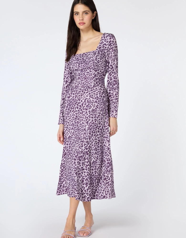 Olenia Dress in Purple Cheetah Print