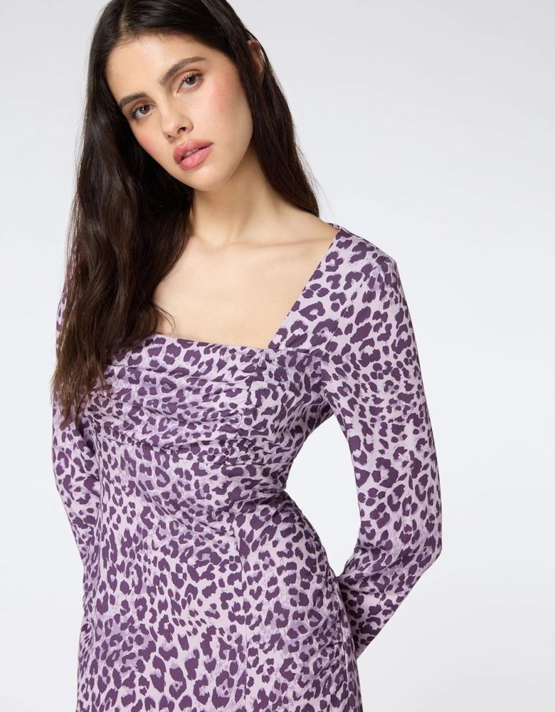 Olenia Dress in Purple Cheetah Print