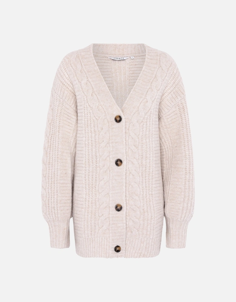 Kitty Longline Cable Cardigan in Cream