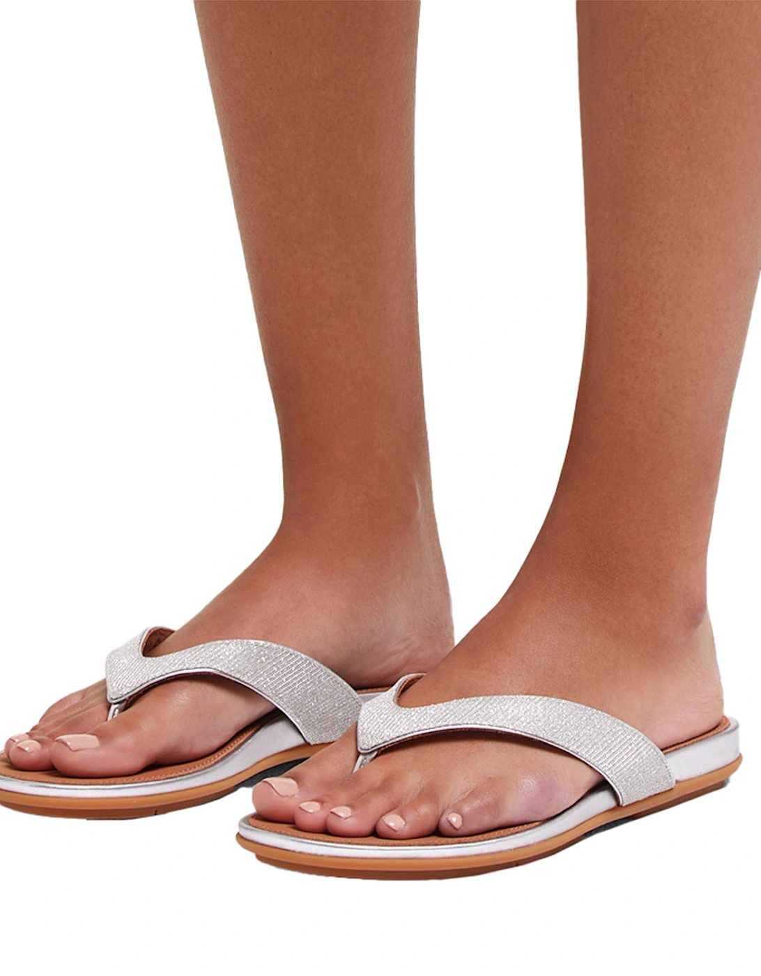 Womens Gracie Shimmerlux Flip Flops (Silver)