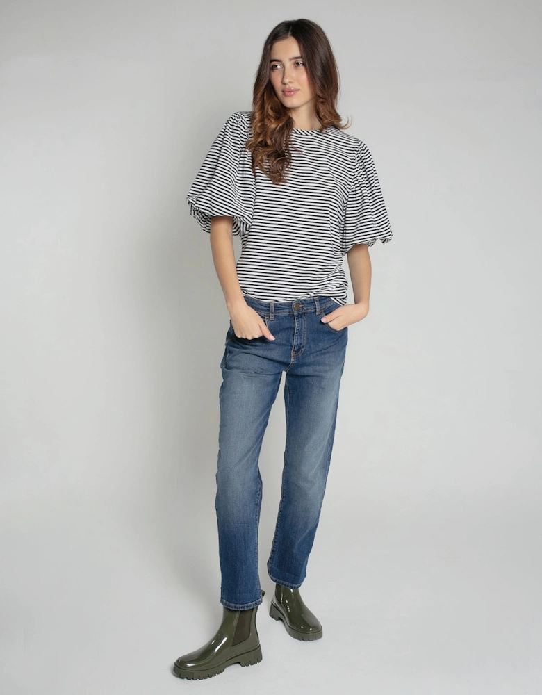 Rhea Top in Navy and White Stripe