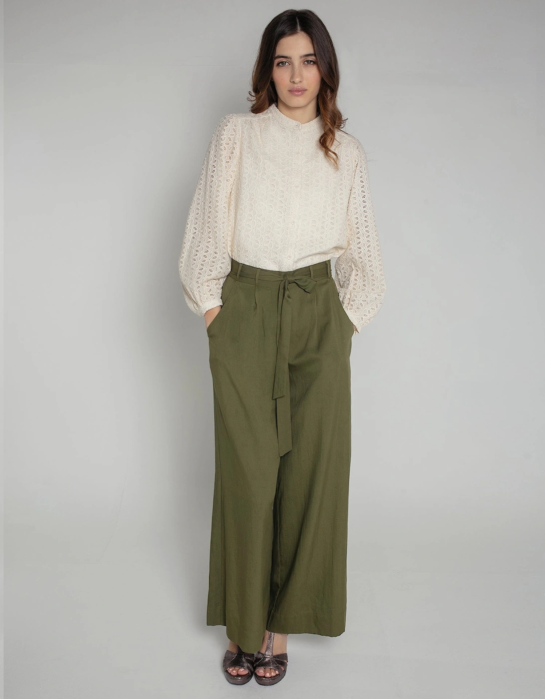 Nooki Design Women's Fifi Trouser in Khaki - Tan - Size: 12/10