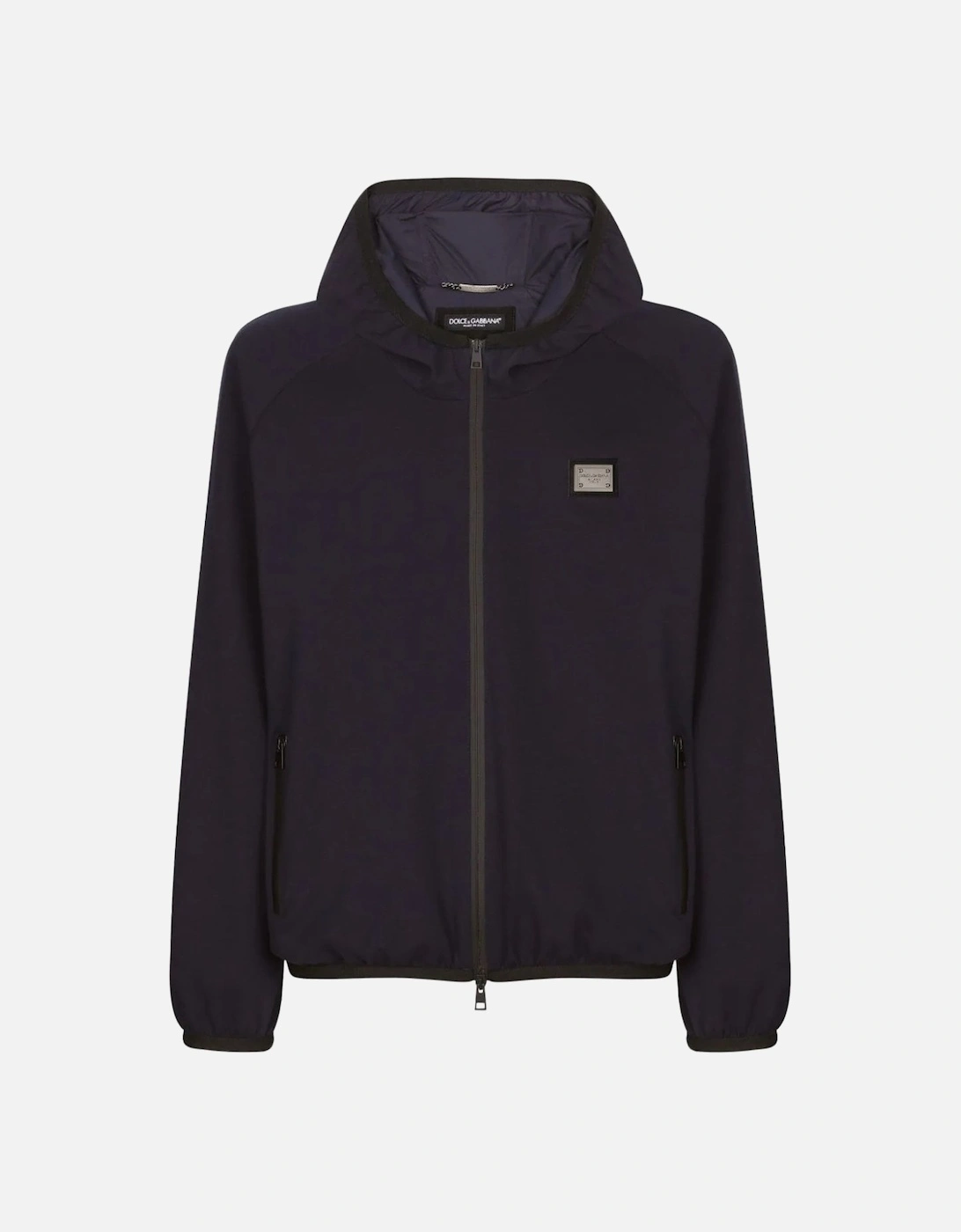 Plaque Zip Hooded Top Navy, 6 of 5