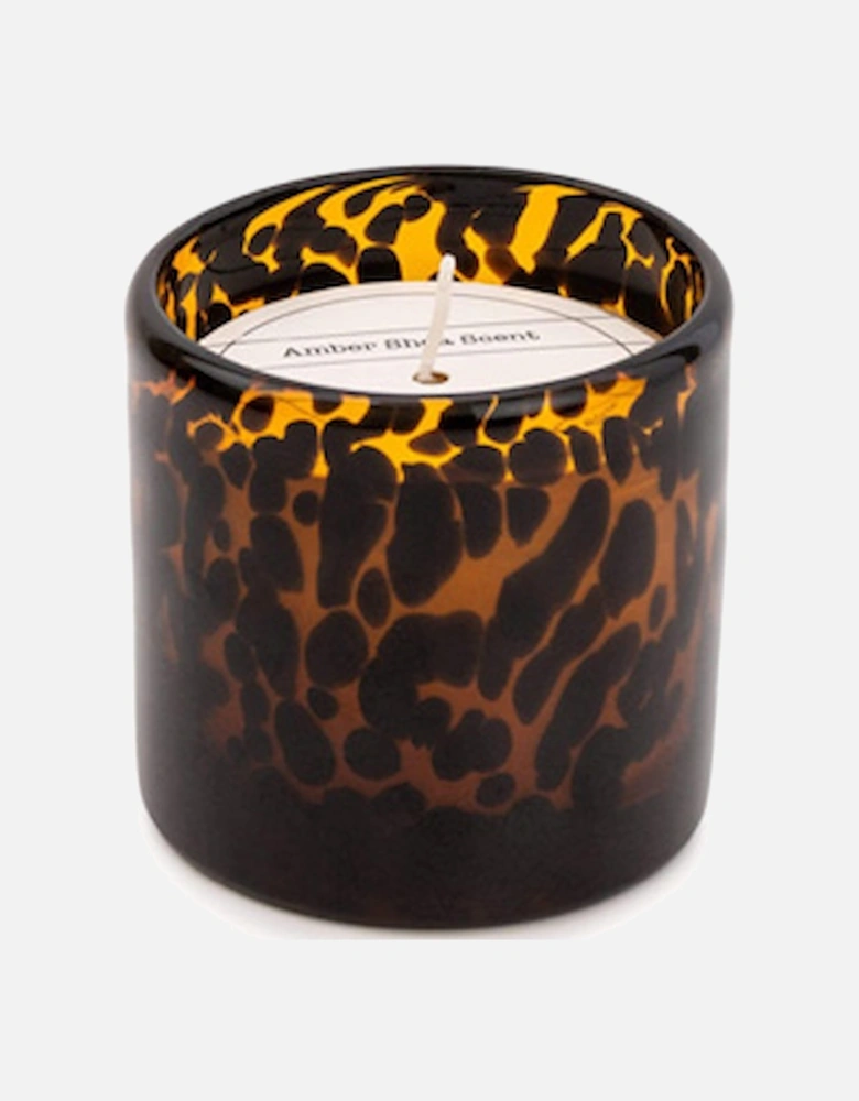 Mottled Amber & Black Glass Wax Filled Pot Candle Amber Shea Scent