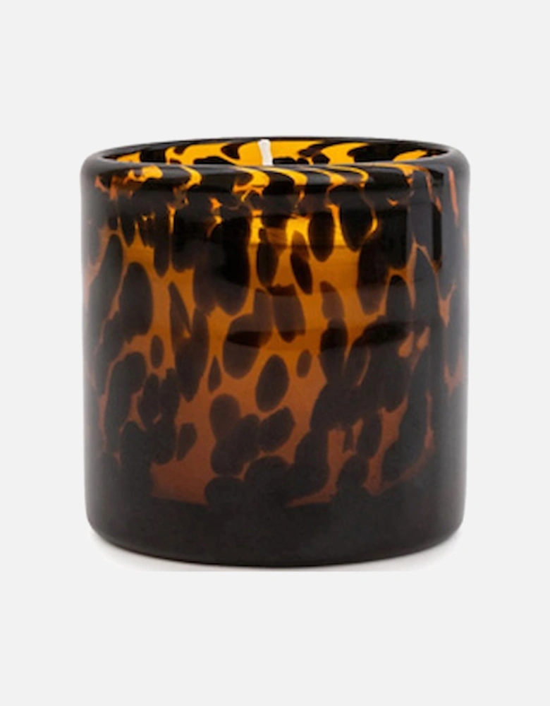 Mottled Amber & Black Glass Wax Filled Pot Candle Amber Shea Scent