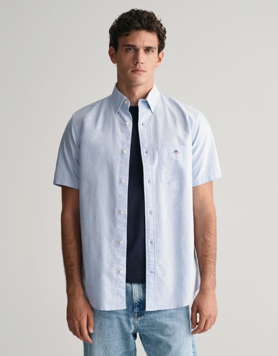 Mens Regular Fit Short Sleeve Oxford Shirt, 5 of 4