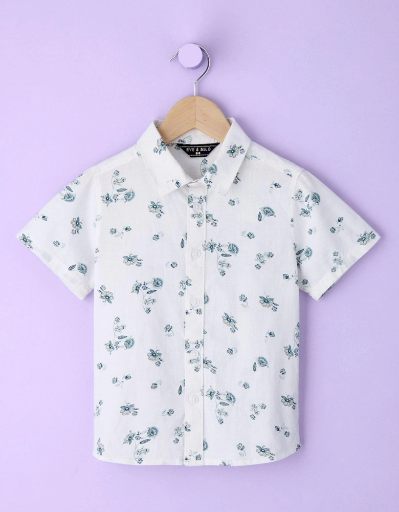 Boys Short Sleeve Floral Print Shirt