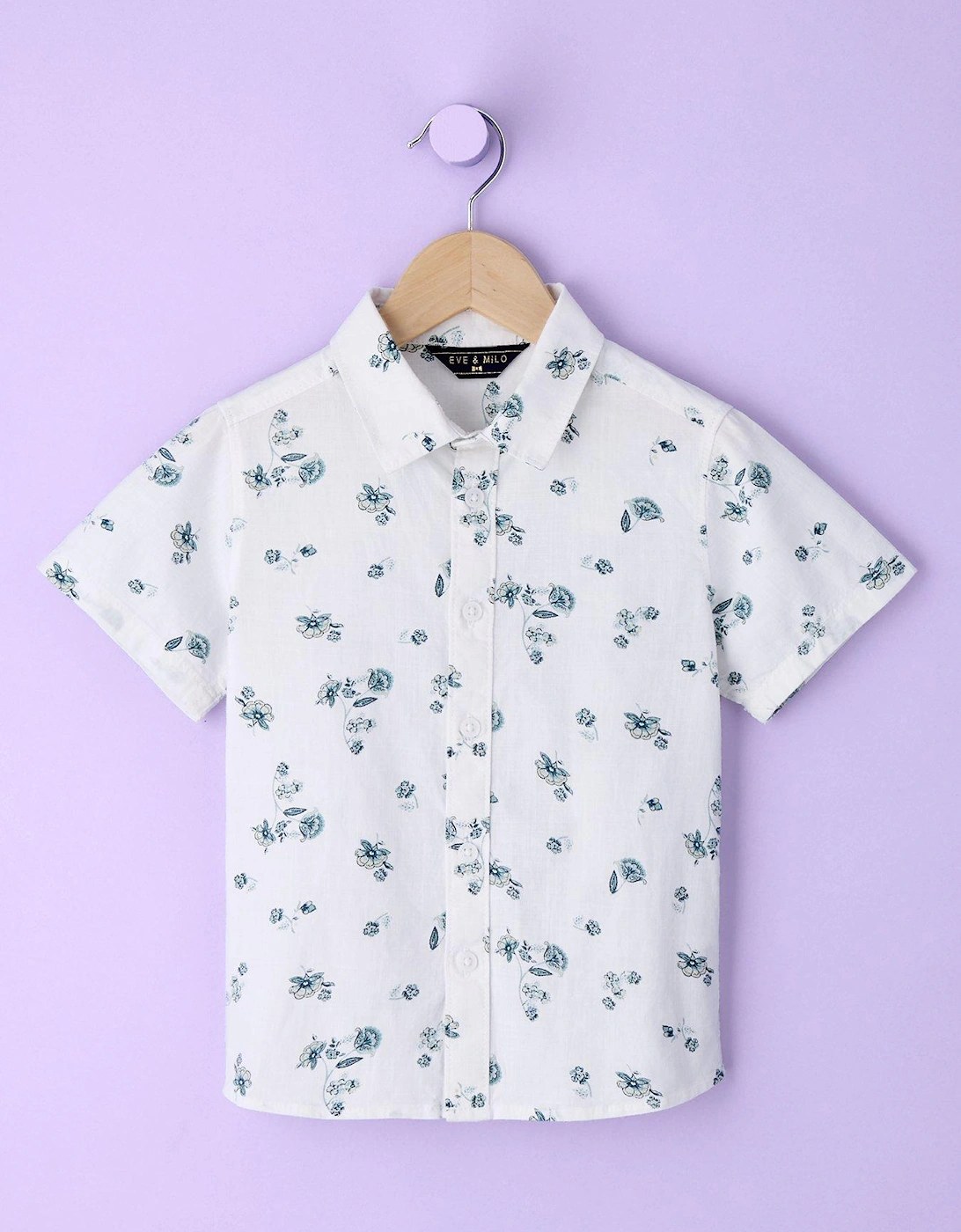 Boys Short Sleeve Floral Print Shirt, 2 of 1