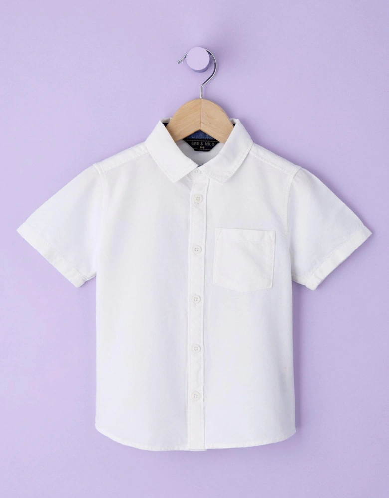 Boys Short Sleeve Oxford Shirt - White