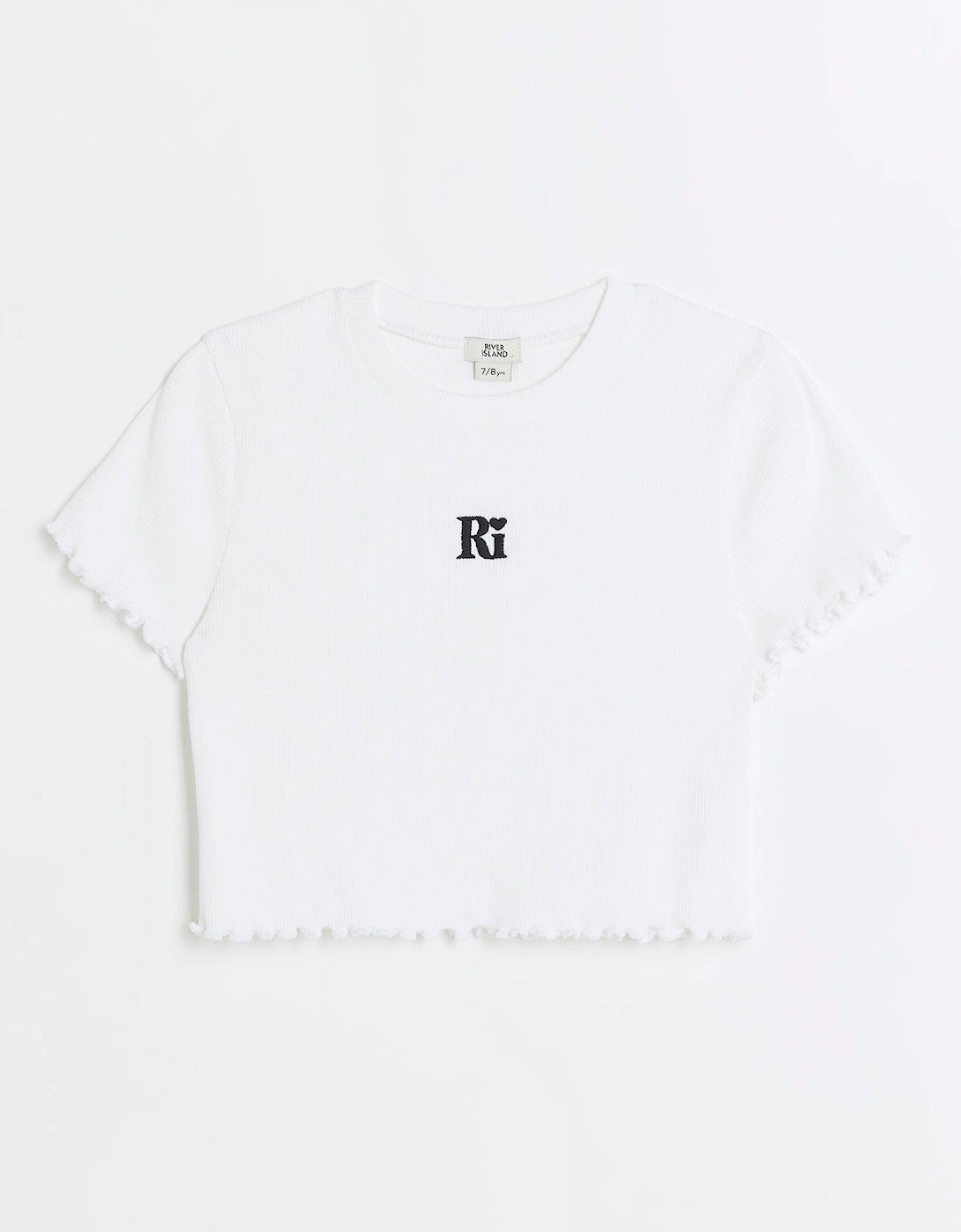 Girls Embroidered Logo Crop T-shirt - White, 2 of 1