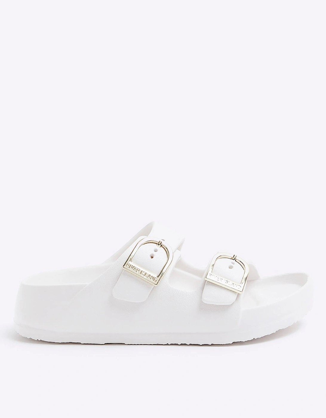 Girls Buckle Sandals - White, 6 of 5